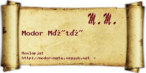 Modor Máté névjegykártya